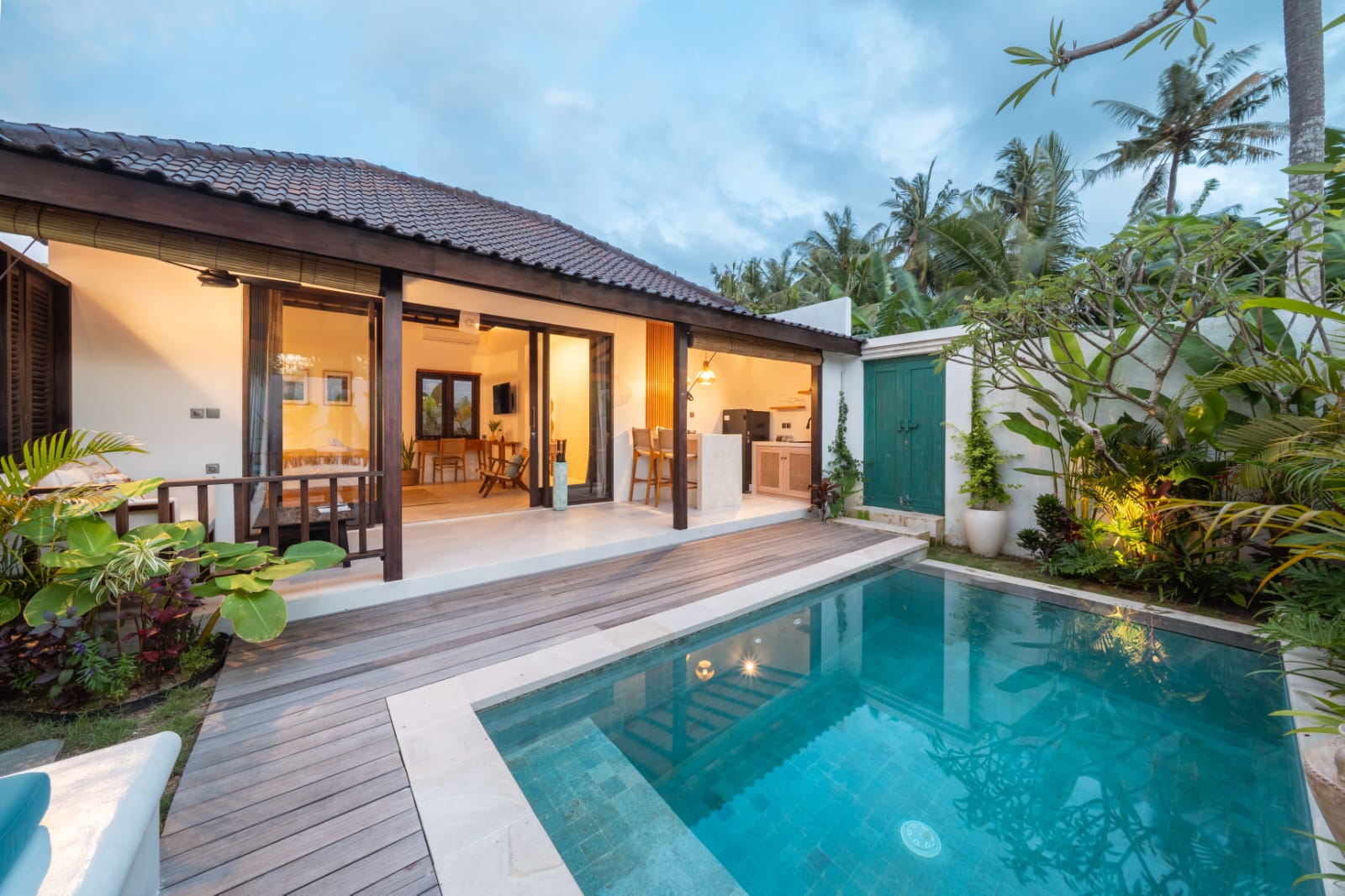 The villa and private pool from the garden